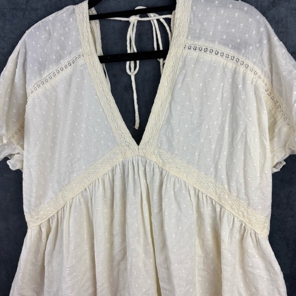 Urban Outfitters 100% Cotton Cream Swiss Dots Textured Dress w/tie back detail M - Picture 3 of 10